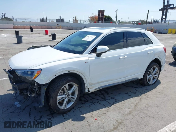 2021 Audi Q3 S line Premium with VIN WA1DECF37M1055948, listed as a IAAI auction lot 42141007 with 48,763 mi miles and . Bid and sale history available at DreamBid. Image 2.