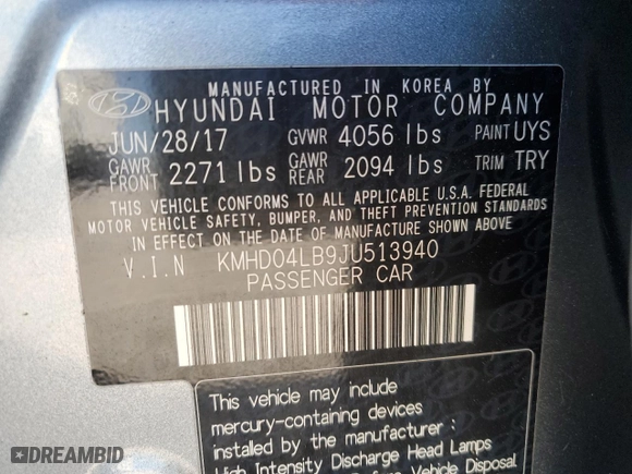 2018 Hyundai Elantra Sport with VIN KMHD04LB9JU513940, listed as a Copart auction lot 50408235 with 117,760 mi miles and Salvage Title. Bid and sale history available at carsss.com. Image 12.