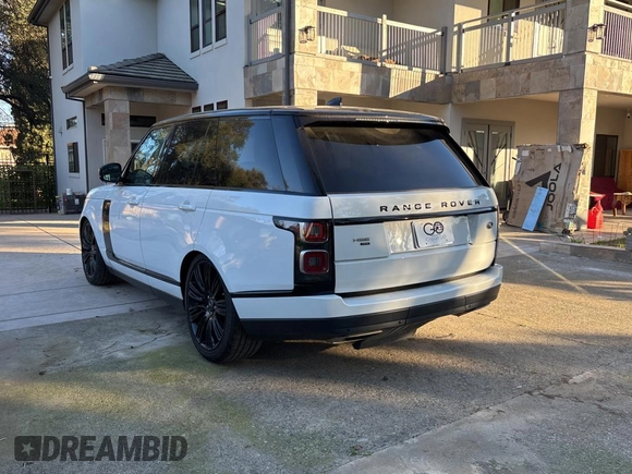 2021 Land Rover Range Rover P525 Westminster with VIN SALGS2SE9MA434035, listed as a Copart auction lot 89409765 with 6,542 mi miles and Salvage title. Bid and sale history available at DreamBid. Image 3.