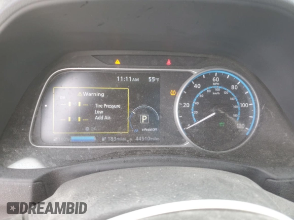 2020 Nissan LEAF SV Plus with VIN 1N4BZ1CP5LC300588, listed as a Copart auction lot 43265445 with 44,510 mi miles and Salvage Title. Bid and sale history available at DreamBid. Image 9.