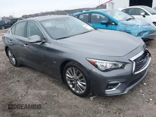 2018 Infiniti Q50 3.0t LUXE with VIN JN1EV7APXJM351197, listed as a IAAI auction lot 41355662 with 154,185 mi miles. Bid and sale history available at carsss.com. Image 1.