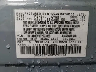 2024 Nissan Sentra SV with VIN 3N1AB8CV0RY293358, listed as a Copart auction lot 47292155 with 5,518 mi miles and Salvage Title. Bid and sale history available at carsss.com. Image 12.