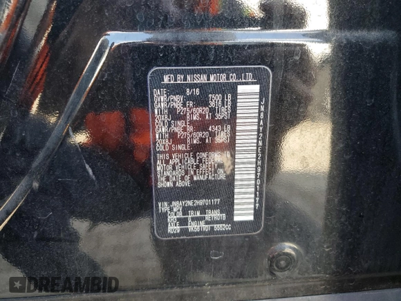 2017 Nissan Armada Platinum с VIN JN8AY2NE2H9701177, выставлен на аукционе Copart как лот 58912495 с пробегом 149 949 миль миль и Списание • Salvage title. История ставок и продаж доступна на DreamBid. Изображение 13.