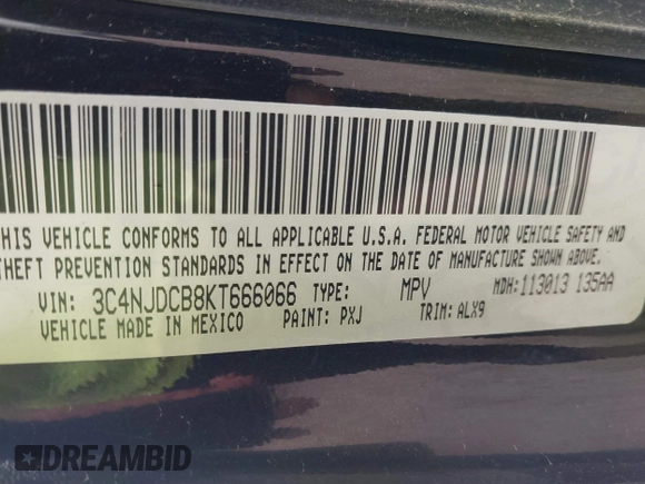 2019 Jeep Compass Limited с VIN 3C4NJDCB8KT666066, выставлен на аукционе IAAI как лот 41879968 с пробегом 89 777 миль миль и . История ставок и продаж доступна на DreamBid. Изображение 9.