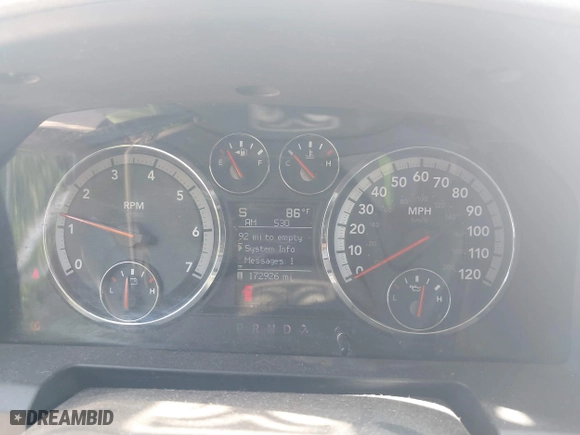 2009 Dodge Ram 1500 Laramie with VIN 1D3HB13T29J501785, listed as a IAAI auction lot 42010637 with 172,926 mi miles. Bid and sale history available at carsss.com. Image 7.