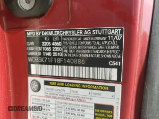2008 Mercedes-Benz SL 550 z VIN WDBSK71F18F140886, wystawiony jako Copart lot #56830565 z przebiegiem Nie podano mil oraz Szkoda całkowita • Salvage title. Historia ofert i sprzedaży dostępna na DreamBid. Obrazek 12.