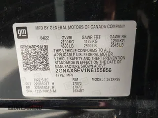 2022 Chevrolet Equinox LS с VIN 2GNAXSEV1N6155856, выставлен на аукционе IAAI как лот 42440599 с пробегом 22 911 миль миль и . История ставок и продаж доступна на DreamBid. Изображение 9.