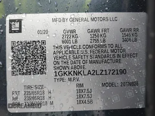 2020 GMC Acadia SLE with VIN 1GKKNKLA2LZ172190, listed as a IAAI auction lot 41113933 with 96,761 mi miles and . Bid and sale history available at carsss.com. Image 9.