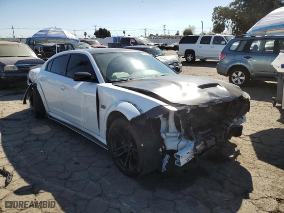 2023 Dodge Charger Scat Pack Widebody with VIN 2C3CDXGJXPH532052, listed as a Copart auction lot 46363915 with 9687 miles and Salvage Title. Bid and sale history available at carsss.com. Image 4.
