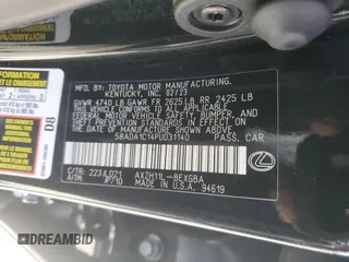 2023 Lexus ES with VIN 58ADA1C14PU031140, listed as a Copart auction lot 47227565 with 39,558 mi miles and Salvage Title. Bid and sale history available at carsss.com. Image 13.