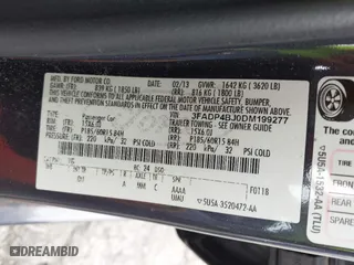 2013 Ford Fiesta SE with VIN 3FADP4BJ0DM199277, listed as a IAAI auction lot 42047833 with 142,739 mi miles. Bid and sale history available at carsss.com. Image 9.