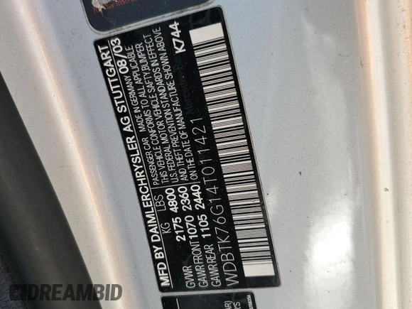 2004 Mercedes-Benz CLK 55 AMG with VIN WDBTK76G14T011421, listed as a Copart auction lot 65686025 with 135,399 mi miles and Salvage title. Bid and sale history available at DreamBid. Image 12.