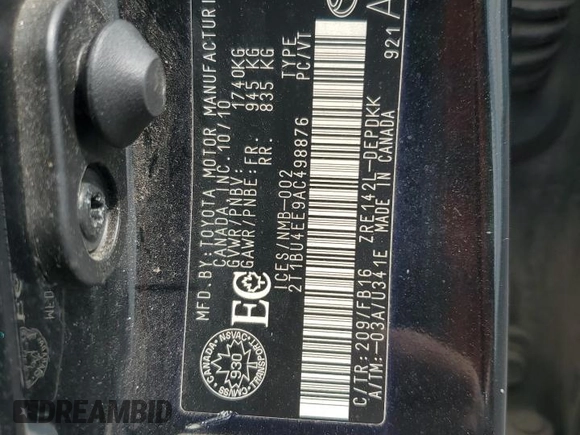 2010 Toyota Corolla z VIN 2T1BU4EE9AC498876, wystawiony jako Copart lot #60984755 z przebiegiem 198 095 mil mil oraz Szkoda całkowita • Salvage title. Historia ofert i sprzedaży dostępna na DreamBid. Obrazek 13.