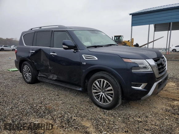 2021 Nissan Armada SL with VIN JN8AY2BC0M9147490, listed as a Copart auction lot 82825424 with 64,968 mi miles and Salvage Title. Bid and sale history available at carsss.com. Image 4.