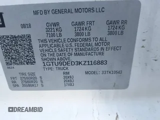 2019 GMC Sierra 1500 SLT z VIN 1GTU9DED3KZ116883, wystawiony jako IAAI lot #41828826 z przebiegiem 128 062 mil mil oraz . Historia ofert i sprzedaży dostępna na DreamBid. Obrazek 9.