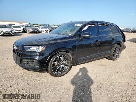 2021 Audi Q7 Prestige z VIN WA1VXAF74MD027951, wystawiony jako Copart lot #60151935 z przebiegiem Nie podano mil oraz Szkoda całkowita • Salvage title. Historia ofert i sprzedaży dostępna na DreamBid. Obrazek 1.