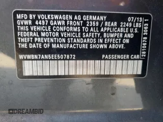 2014 Volkswagen CC Sport with VIN WVWBN7AN5EE507872, listed as a Copart auction lot 42879135 with 136,299 mi miles and Clean Title. Bid and sale history available at carsss.com. Image 12.