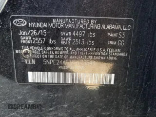 2015 Hyundai Sonata 2.4L SE with VIN 5NPE24AF3FH173548, listed as a Copart auction lot 52028505 with 124,212 mi miles and Salvage Title. Bid and sale history available at carsss.com. Image 13.