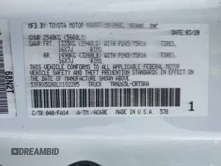 2020 Toyota Tacoma SR с VIN 5TFRX5GN8LX182205, выставлен на аукционе IAAI как лот 42168404 с пробегом 67 903 миль миль и . История ставок и продаж доступна на DreamBid. Изображение 9.