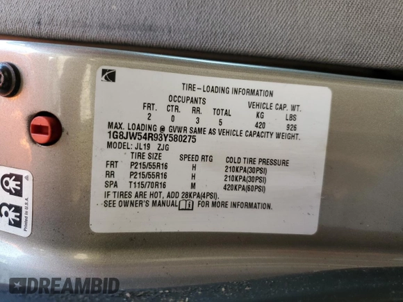 2003 Saturn LS z VIN 1G8JW54R93Y580275, wystawiony jako Copart lot #80853314 z przebiegiem 128 887 mil mil oraz Szkoda całkowita • Salvage title. Historia ofert i sprzedaży dostępna na DreamBid. Obrazek 14.