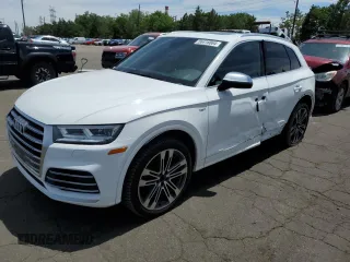 2018 Audi SQ5 Premium Plus with VIN WA1A4AFY6J2009863, listed as a Copart auction lot 56418064 with 76,666 mi miles and Salvage Title. Bid and sale history available at DreamBid. Image 1.