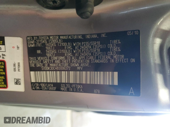 2011 Toyota Sienna XLE z VIN 5TDDK3DC4BS006272, wystawiony jako Copart lot #65144215 z przebiegiem 270 006 mil mil oraz Czysty tytuł • Clean title. Historia ofert i sprzedaży dostępna na DreamBid. Obrazek 13.