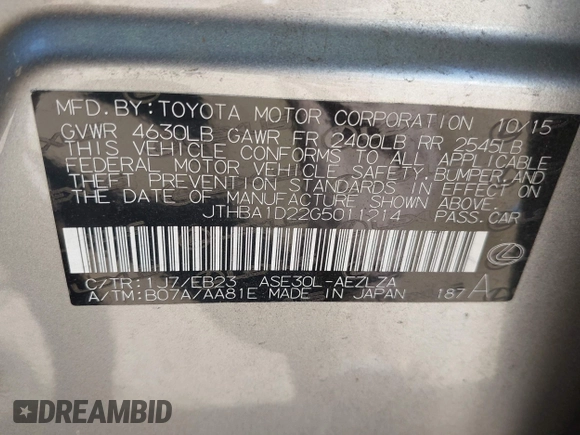 2016 Lexus IS 200t z VIN JTHBA1D22G5011214, wystawiony jako IAAI lot #42202804 z przebiegiem 92 906 mil mil oraz . Historia ofert i sprzedaży dostępna na DreamBid. Obrazek 9.