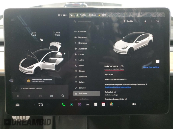 2023 Tesla Model 3 Performance with VIN 5YJ3E1EC1PF695933, listed as a Copart auction lot 47872315 with 19,379 mi miles and Salvage Title. Bid and sale history available at carsss.com. Image 9.