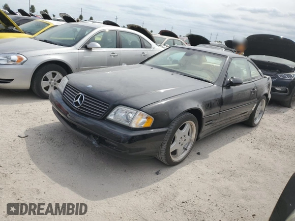 1999 Mercedes-Benz SL-Class with VIN WDBFA68F0XF177818, listed as a Copart auction lot 75025494 with 0 mi miles and Salvage Title. Bid and sale history available at carsss.com. Image 1.