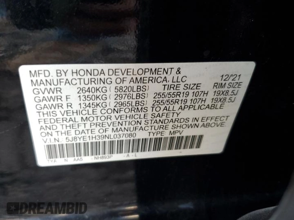 2022 Acura MDX with VIN 5J8YE1H39NL037080, listed as a Copart auction lot 79623834 with 42,271 mi miles and Salvage Title. Bid and sale history available at carsss.com. Image 13.
