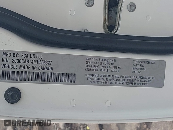 2021 Chrysler 300 S с VIN 2C3CCABT4MH558327, выставлен на аукционе IAAI как лот 41973134 с пробегом 58 216 миль миль и . История ставок и продаж доступна на DreamBid. Изображение 9.
