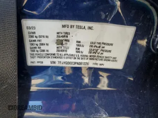 2023 Tesla Model Y Long Range with VIN 7SAYGDEE3PA081226, listed as a Copart auction lot 88674385 with Not Provided miles and Salvage Title. Bid and sale history available at DreamBid. Image 13.