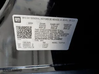 2025 Chevrolet Equinox FWD LT with VIN 3GNAXHEG7SL244892, listed as a Copart auction lot 48607105 with 0 mi miles and Salvage Title. Bid and sale history available at carsss.com. Image 15.