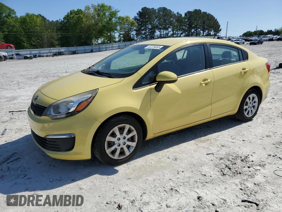 2016 Kia Rio LX with VIN KNADM4A37G6557465, listed as a Copart auction lot 52239055 with 120,477 mi miles and Clean Title. Bid and sale history available at carsss.com. Image 1.