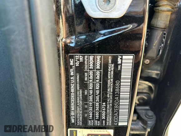 2013 Mercedes-Benz M ML 63 AMG with VIN 4JGDA7EB5DA138680, listed as a Copart auction lot 71911724 with 138,526 mi miles and Clean Title. Bid and sale history available at carsss.com. Image 10.