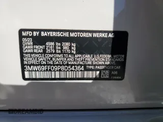 2023 BMW 3 Series 330i with VIN 3MW69FF09P8D54364, listed as a Copart auction lot 48672565 with 11,857 mi miles and Salvage Title. Bid and sale history available at carsss.com. Image 13.