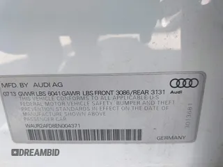 2014 Audi A8 4.0T with VIN WAUR2AFD8EN004371, listed as a IAAI auction lot 42693492 with 159,405 mi miles and . Bid and sale history available at DreamBid. Image 9.