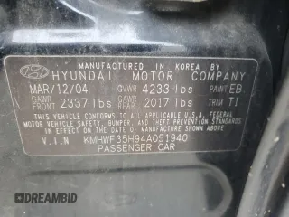 2004 Hyundai Sonata GLS with VIN KMHWF35H94A051940, listed as a Copart auction lot 73326044 with 88,452 mi miles and Salvage Title. Bid and sale history available at carsss.com. Image 12.