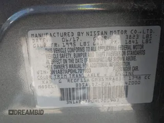 2017 Nissan Sentra SR with VIN 3N1AB7AP0HL701903, listed as a IAAI auction lot 42120525 with 109,670 mi miles and . Bid and sale history available at DreamBid. Image 9.