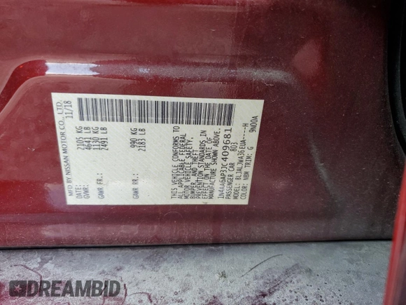 2018 Nissan Maxima SV with VIN 1N4AA6AP3JC409681, listed as a Copart auction lot 58630924 with 102,552 mi miles and Salvage Title. Bid and sale history available at DreamBid. Image 14.