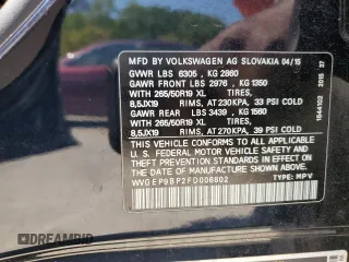 2015 Volkswagen Touareg Lux z VIN WVGEP9BP2FD006802, wystawiony jako Copart lot #52291965 z przebiegiem 122 787 mil mil oraz Szkoda całkowita • Salvage title. Historia ofert i sprzedaży dostępna na DreamBid. Obrazek 14.