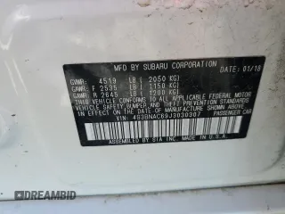 2018 Subaru Legacy Premium with VIN 4S3BNAC69J3030307, listed as a Copart auction lot 50064834 with Not Provided miles and Salvage Title. Bid and sale history available at carsss.com. Image 13.