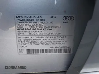 2021 Audi Q5 Premium with VIN WA1AAAFY4M2004691, listed as a IAAI auction lot 42393635 with 17,802 mi miles and . Bid and sale history available at DreamBid. Image 9.