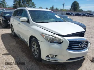 2013 Infiniti JX35 with VIN 5N1AL0MN2DC349212, listed as a IAAI auction lot 41798385 with 86,128 mi miles. Bid and sale history available at carsss.com. Image 1.