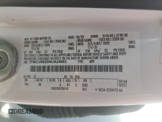 2022 Ford Escape SE Hybrid с VIN 1FMCU9BZ9NUA24682, выставлен на аукционе Copart как лот 57091485 с пробегом Не указан миль и Чистый • Clean title. История ставок и продаж доступна на DreamBid. Изображение 13.
