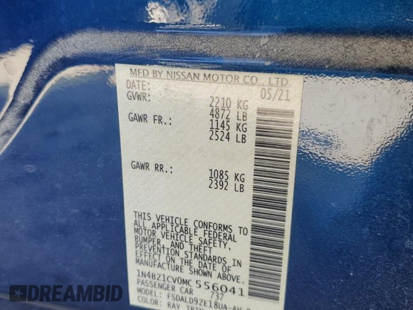 2021 Nissan LEAF SV Plus with VIN 1N4BZ1CV0MC556041, listed as a Copart auction lot 47408545 with 25,052 mi miles and Salvage title. Bid and sale history available at DreamBid. Image 12.