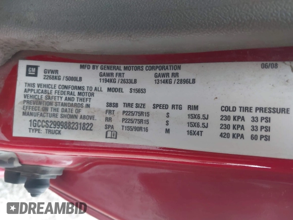 2008 Chevrolet Colorado LS with VIN 1GCCS299988231822, listed as a IAAI auction lot 42007312 with 109,848 mi miles. Bid and sale history available at carsss.com. Image 9.