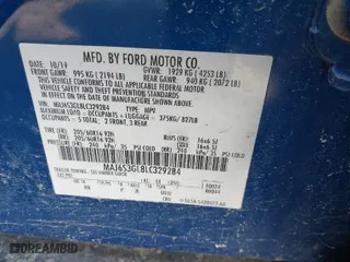2020 Ford EcoSport SE with VIN MAJ6S3GL8LC329284, listed as a IAAI auction lot 41700143 with 50,893 mi miles. Bid and sale history available at carsss.com. Image 9.