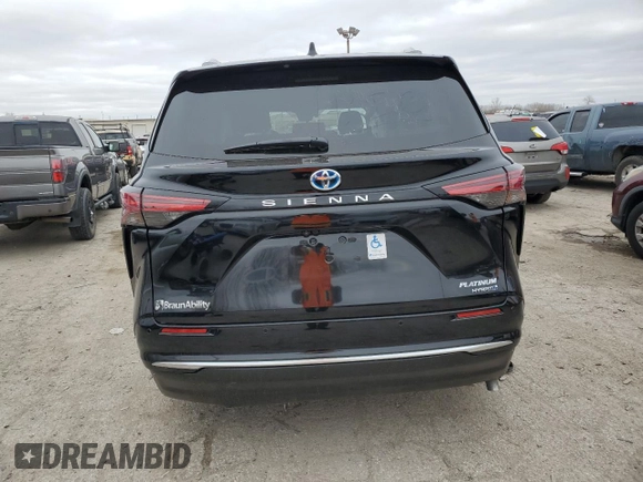 2023 Toyota Sienna Platinum with VIN 5TDERKEC6PS175340, listed as a Copart auction lot 57083465 with Not provided miles and Salvage title. Bid and sale history available at DreamBid. Image 6.