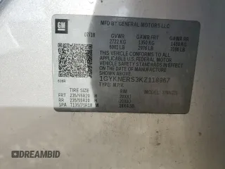 2019 Cadillac XT5 Premium Luxury FWD with VIN 1GYKNERS3KZ118967, listed as a Copart auction lot 42419035 with 113,917 mi miles and Salvage title. Bid and sale history available at DreamBid. Image 15.